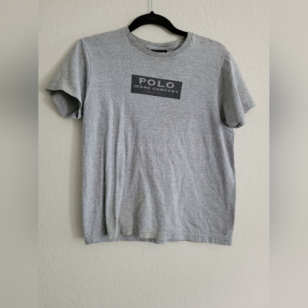 Vintage style Polo Jeans Co gray cropped tee | size M/L